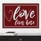 Valentines Sentiment V Love Lives Here by Tara Reed 33-in. W x 23-in. H. Canvas Wall Art Print Framed in Grey